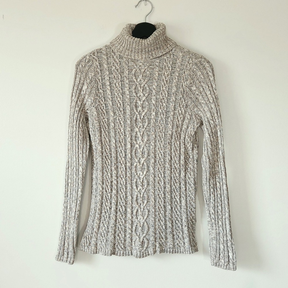 Eight Eight Eight Women's Cotton Cable Knit Turtleneck Sweater Size S